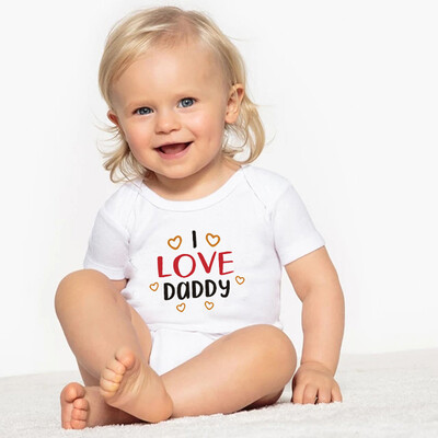 

Newborn Infant Baby Girls Boys Fathers Day Soild Letter Romper Outfits Set