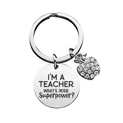 

Stainless Steel Keychain Creative Teacher Birthday Present Christmas Gift Key Ring Pendant Distinctive Accessories