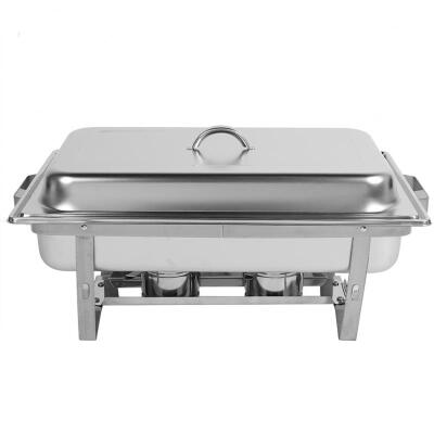 

Greensen 3Slots 9L Stainless Steel Rectangular Chafing Dish with Pan Alcohol Furnace for Buffet Catering