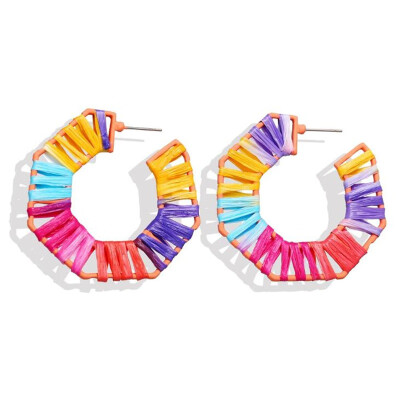 

Big Bohemian handwork Woven Earrings for Women Big Oval Hollow Alloy Statement Rattan Earring 2019 Shell Geometric Jewelry Hot