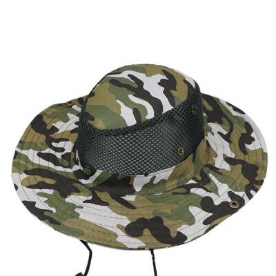 

Fashion Outdoor Wide Brim Camouflage Fisherman Bucket Boonie Hat Anti UV Cap