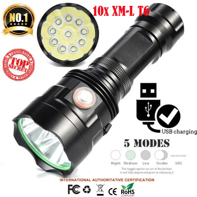 

Saidsome 10x XM- T6 LED Flashlight 5 Modes 2665018650 Camping Torch Lamp Light flashlight lamp