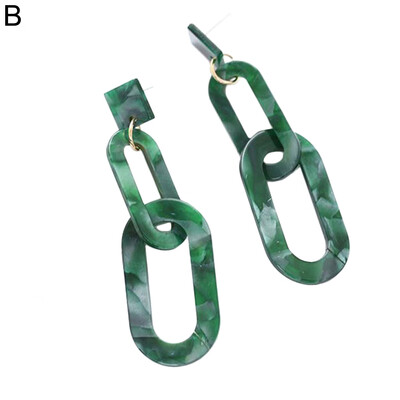 

Fashion Dual Ellipse Loops Acrylic Ear Drop Party Charm Jewelry Women Earrings