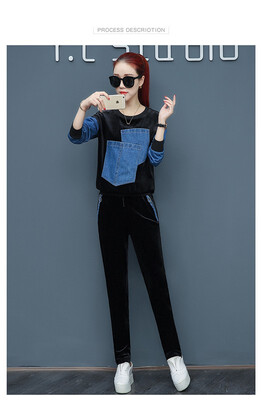 

The golden fleece set 2018 popular womens autumn&winter new casual sportswear hong kong-style denim jacket two-piece trend
