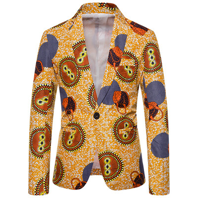 

Men Slim Fit Printed Coats Long Sleeve Single Button Evening Party Blazer Jacket