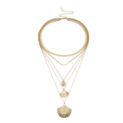 

New Bohemian Three Layers of Shell Pendant Necklace Natural Shell Gold Cowrie Women Cowry Seashell Necklace Jewelry 2019 CZ
