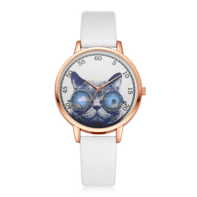 

Fashion Women Watches Cute Cat Dial Ladies Quartz Wristwatch Movement Casual Leather Strap Clock Dress Gift Zegarki Damskie