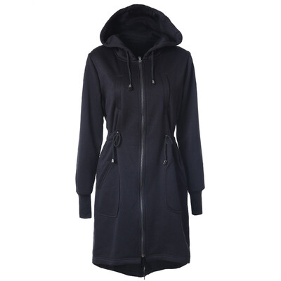 

Women Winter Zipper Hoodie Long Jacket Sweatshirt Coat Casual Trench Outwear Top