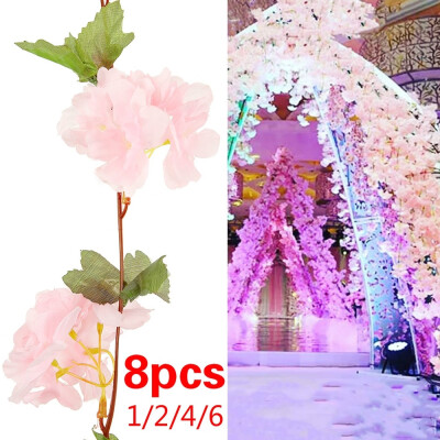 

12468pcs 230cm Silk Cherry Blossom Rattan Artificial Flowers for Homewedding Decoration