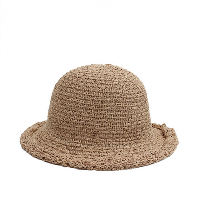 

Korean knitted curled sunshade hat Ms 100 breathable retro British fisherman hat summer outdoor leisure straw hat