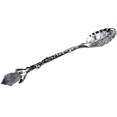 

Vintage Flower Carving Tea Coffee Dessert Spoon Long Crystal Handle Dinnerware
