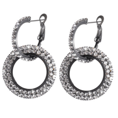 

Fashion Luxury Round Earrings Women Crystal Geometric Hoop Earrings Jewelry Gift