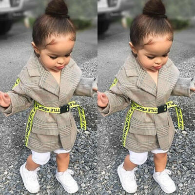 

Toddler Baby Girls FallWinter Clothes Plaid Coat Jacket Formal Overcoat Outfits