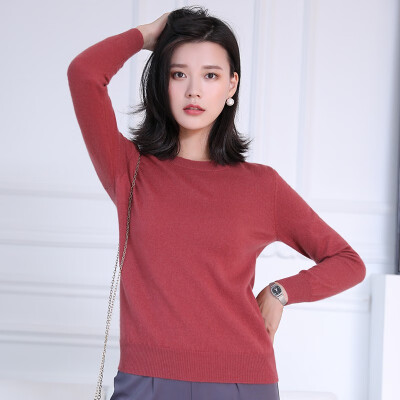 

QIANMUCHUN Womens round neck cashmere sweater Fashion Soft 5784