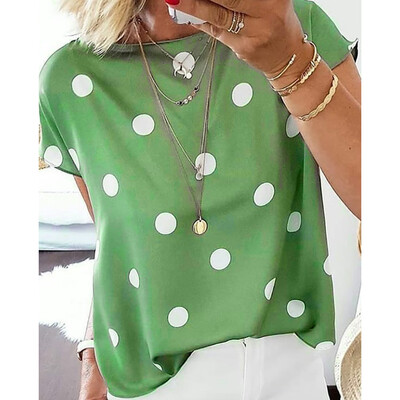 

Nomeni Womens Summer Sleeveless Casual Polka Dot Printed T Shirt Tank Top Blouse