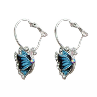 

Fashion The Korean Storm Blue Butterfly Earrings Exquisite Ladies Wild Ear Buckle