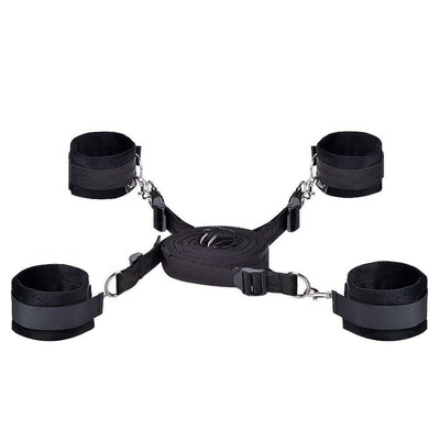

Bed Bondage Set Restraint Rope Wrist Ankle Cuffs Bedroom Rope Straps Adjustable Bed Straps