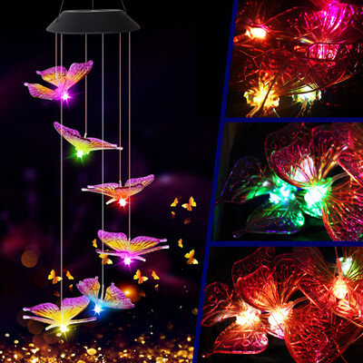 

〖Follure〗Solar Powered Wind Chime Light LED Garden Hanging Spinner Lamp Color Changing