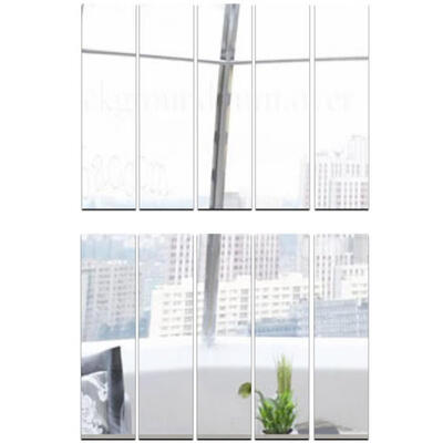 

Greensen 10Pcs Acrylic Mirror Wall Stickers TV Backdrop Bedroom Hotel Wall Decoration Strips