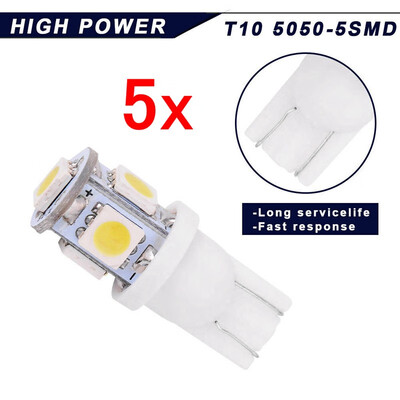 

5x Super White T10 5050 5-LED Interior Light Bulb W5W 158 168 175 192 194 2825