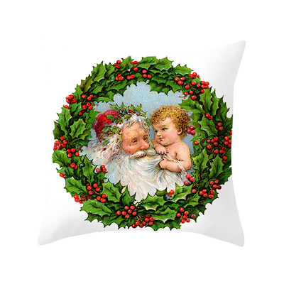 

Siaonvr Christmas Series Home Decor Polyester Peach Skin Pillow Case 18x18in