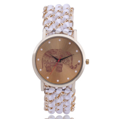 

Explosion models woven stretch rope ladies elephant watch simple scale student quartz watch