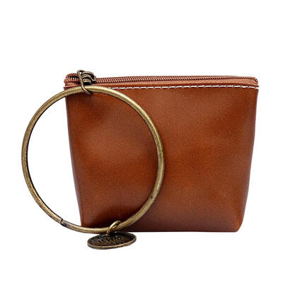 

Round Ring Mini Handbags Casual Women Girls Wallet Leather Clutch Wristlets