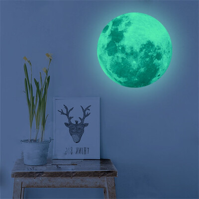 

〖Follure〗40cm 3D Large Moon Fluorescent Wall Sticker Removable Glow In The Dark Sticker