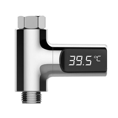 

CCRALX LED Display Home Water Shower Thermometer Flow Self-Generating Electricity Water Temperature Meter Monitor for Baby Care