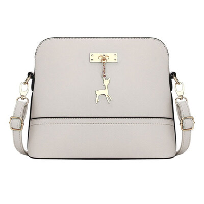 

Solid Color Deer Pendant Women Faux Leather Zip Crossbody Shoulder Shell Bag