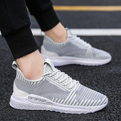 

Summer fly woven breathable sports casual running net shoes mens mesh tide shoes net red black shoes Korean version of the trend of mens shoes