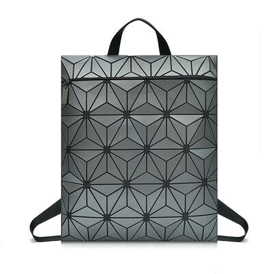 

Reflective Backpack Rainbow Triangle Patchwork Laser Luminous PU Teenagers School Bag Girl Folding Mini Women Backpack