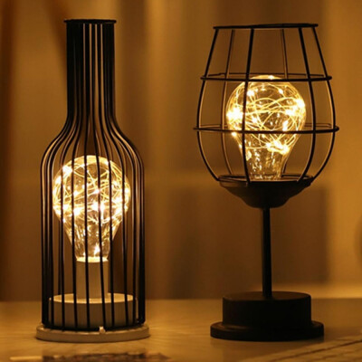 

Retro Iron Art Hollow Table Lamps Reading Lamp Night Light Bedroom Desk Lights Home Decorationwithout Battery