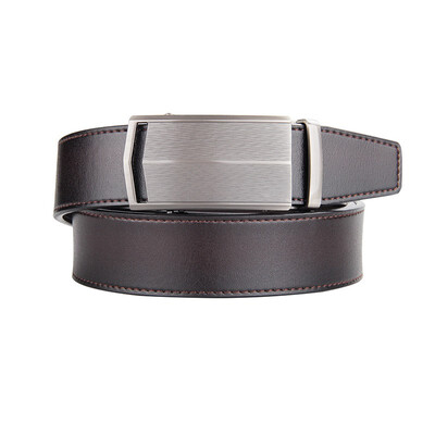 

BPSTAR Mens Automatic Buckle Genuine Leather Mens Ratchet Holeless Belt Business High Quality Mens Real Belt for Pants