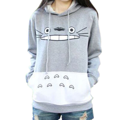 

Femmes Cartoon Totoro Imprimer Hoodie Casual Sweatshirt Manteau Pulls