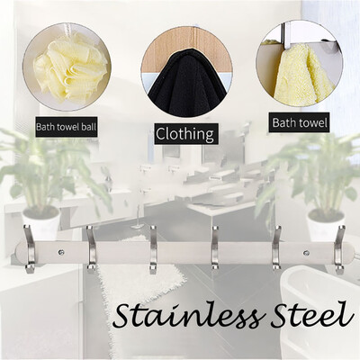 

Siaonvr Stainless Steel Wall Hanging Bathroom Towel Kitchen Hook 6 Hook Double Hanging