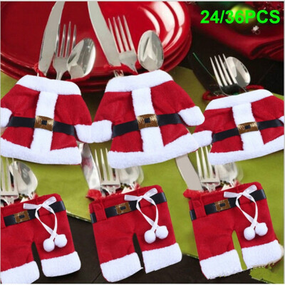 

6122436Pcs Christmas Decorations Santa Claus Silverware Holders Tableware Pockets Cutlery Bag Dinner Decor