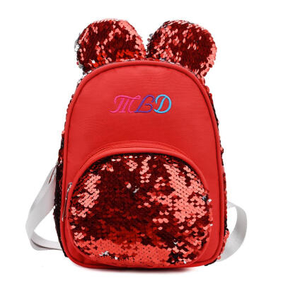 

Bear Ear Backpacks Women Nylon Sequins Shoulder School Bags Girls Knapsack