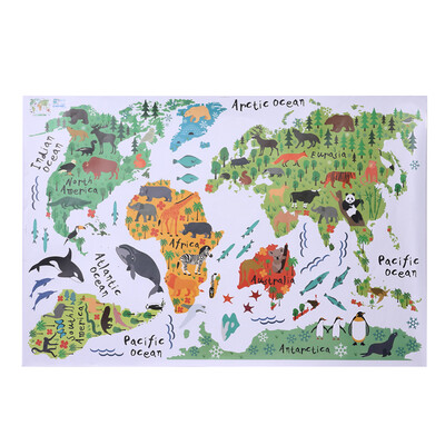 

Removable Animal World Map Wall Stickers Home Bedroom Background Wall Decor