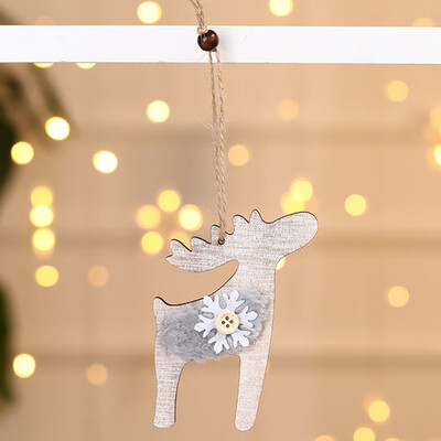 

New Christmas Tree Wood Ornament Elk Hanging Xmas Baubles Party Decoration