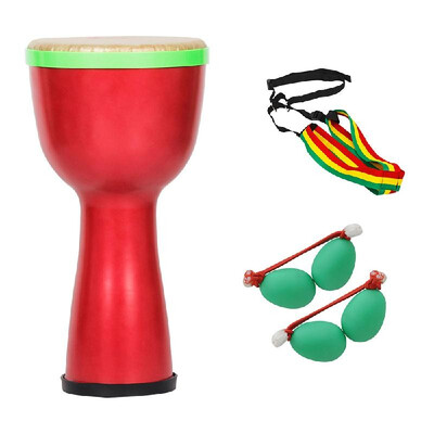 

Portable African Drum Djembe Bongo Hand Drum ABS Body 8inch Polyester Drum Head With Egg Shakers Drum Strap