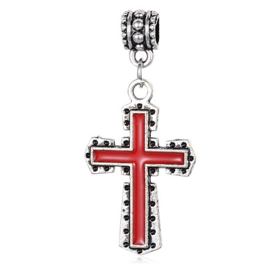 

Alloy European Dangle Beads with Enamel Large Hole Pendants Cross Antique Silver 425mm Hole 5mm