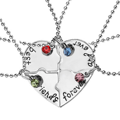 

Stylish Chic 1 set 4pcs Best Friends Forever And Ever Friendship Heart Shape Letters Pendant Necklace