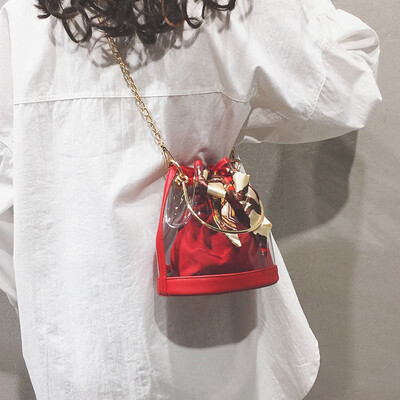 

Advanced sense bag Ocean portable transparent bag Fashion bucket bag handbag New 2019 wild ins Messenger bag