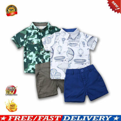 

US Newborn Baby Boys Kid Camouflage Tops T-shirt Pants Shorts Summer Clothes Set