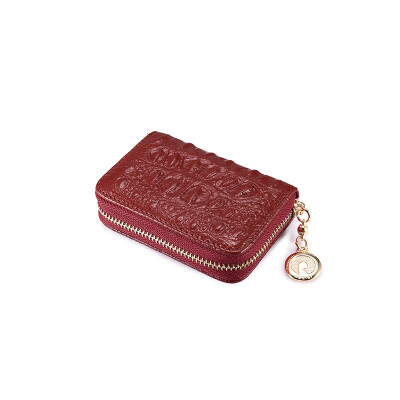 

REALER credit card holders genuine leather coin purse female business card ID holder zipper small women wallet for ladies