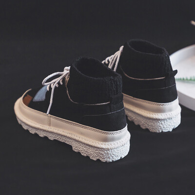 

Spring 2019 new high - help small white shoes womens shoes han version of the old daddy shoes thick white shoes students ins boar