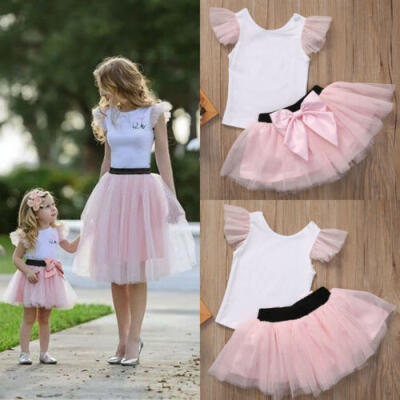 

Cute Women Baby Kids Girls Top T-shirt Skirt 2pcs Outfits Matching Set Clothes