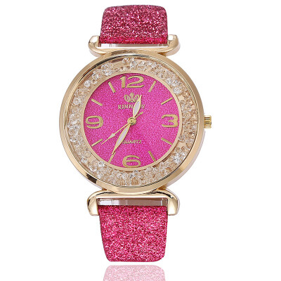 

Matte textured belt digital watch ladies sand filled with diamonds