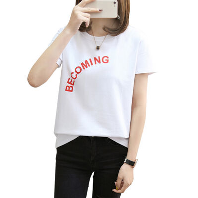 

Kawaii girl Letter Print Women T-shirts Tops Korean Style White Black Khaki O-Neck Short Sleeve Harajuku Casual Tshirt